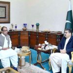 Speaker of Balochistan Assembly Mir Jan Muhammad Jamali calls on the Caretaker Prime Minister Anwaar-ul-Haq Kakar