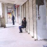 Shops are closed after the notification of smart lockdown by the local authority due of Smog in the city