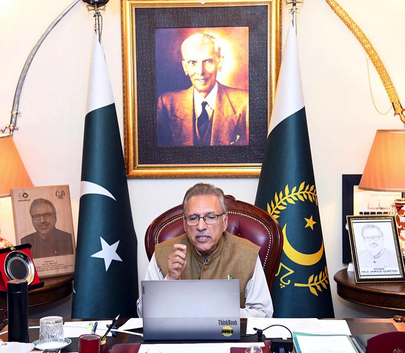 President Dr Arif Alvi virtually addressing the 12th biennial conference of the Pakistan Society of Cardiovascular and Thoracic Surgeons held in Peshawar, from Aiwan-e-Sadr