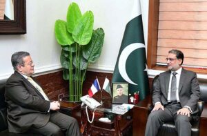 H.E. Mr. Nicolas Galey, Ambassador of France called on Minister for Defence, Lt Gen (Retd) Anwar Ali Hyder in Ministry of Defence. 
