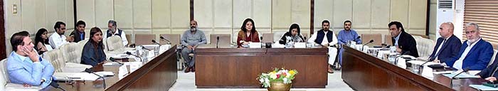 Senator Seemee Ezdi, Chairperson Senate Standing Committee on Climate Change presiding over a meeting of the committee at Parliament House