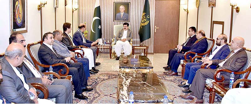 Chairman Senate, Muhammad Sadiq Sanjrani in a meeting with Raja Ishtiaq, Chairman Quaid-E-Azam Trust UK along with the delegation at Parliament House