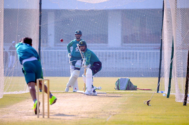 Pakistan National Cricket Team players participating in practice session at Rawalpindi Cricket Stadium