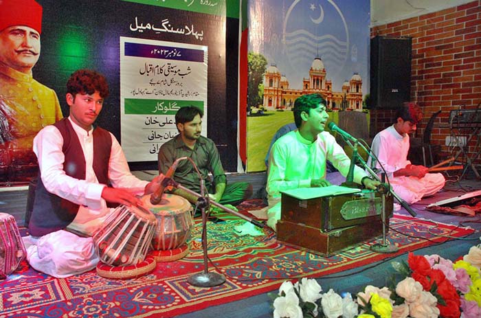 Singer Ramadan Jana is performing in shab Musiqi Kalam Iqbal ceremony at the Punjab Arts Council on Tuesday late night.
