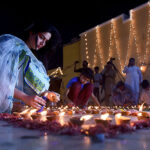 Hindu Community celebrating during diwali festival at Residential Area near Swaminarayan Mandir