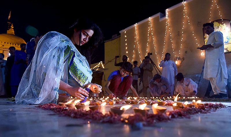 Hindu Community celebrating during diwali festival at Residential Area near Swaminarayan Mandir