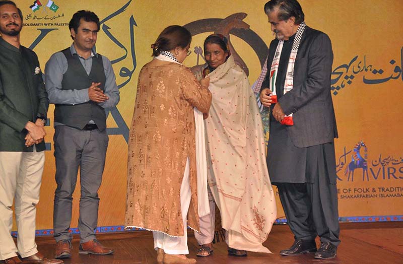 Caretaker Federal Minister for National Heritage and Culture, Jamal Shah along with Palestinian Ambassador in Pakistan, Ahmed Jawad Rabei inaugurate the opening ceremony of "Annual Ten-Day Folk Festival Lok Mela at Lok Virsa