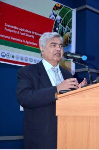 Caretaker Federal Minister for National Food Security and Research Dr. Kausar Abdullah Malik addressing 4th Sino-Pakistan Agricultural Forum Sustainable Agriculture for Economic Prosperity &Food Security at the auditorium of the Center for Advanced Studies, University of Agriculture. 