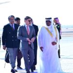 Deputy Governor Riyadh, Prince Mohammed bin Abdulrahman bin Abdulaziz receiving Caretaker Prime Minister Anwaar-ul-Haq Kakar upon his arrival.