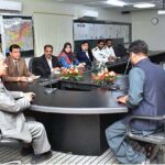 Caretaker Federal Minister for National Food Security and Research Dr. Kausar Abdullah Malik addressing the meeting at Department of Plant Protection Office