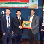 Caretaker Provincial Minister for Agriculture SM Tanveer reciving a shield to agriculture china scientist after addressing 4th Sino-Pakistan Agricultural Forum Sustainable Agriculture for Economic Prosperity & Food Security at the auditorium of the Center for Advanced Studies, University of Agriculture.