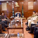 DG FWO Maj-General Abdul Sami in a meeting with Chief minister GB Haji Gul Bar Khan provisional Minister Interior Shams Lone also present