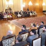 President Dr. Arif Alvi addressing the 2nd Islamabad Chamber of Small Traders and Small Industries achievement recognition ceremony at Aiwan-e-Sadr