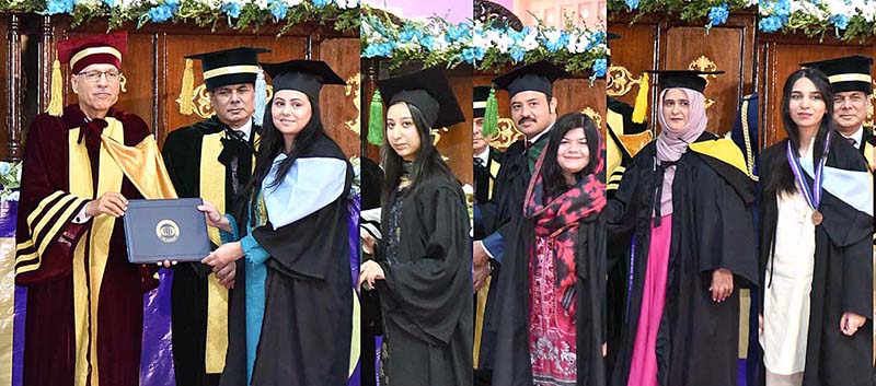 President Dr. Arif Alvi giving away degrees and certificates to graduating students at the 26th Convocation ceremony of the COMSATS University
