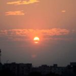 An attractive view of sunset in the skies of the city