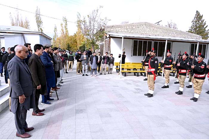 Police officials presenting guard of honour to Chief Minister Gilgit-Baltistan Haji Gulbar Khan during his visit to Skardu-Baltistan