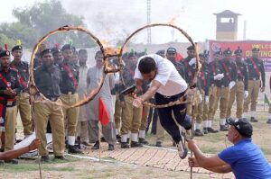 Newly recruit Constable’s are showing their skills during passing out parade ceremony of 17th basic prison constable training course at Prison Staff Training Institute