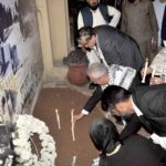 Caretaker Federal Minister for National Heritage and Culture, Jamal Shah along with Palestinian Ambassador in Pakistan, Ahmed Jawad Rabei lit candle light in memory of the Palestinian martyred people at the Palestinian stall at opening ceremony of "Annual Ten-Day Folk Festival Lok Mela at Lok Virsa