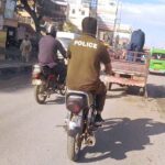 A police personnel on motorbike having no number plate and helmet at Chungi No. 9, is violation of law and question mark and needs special attention of the concerned authorities