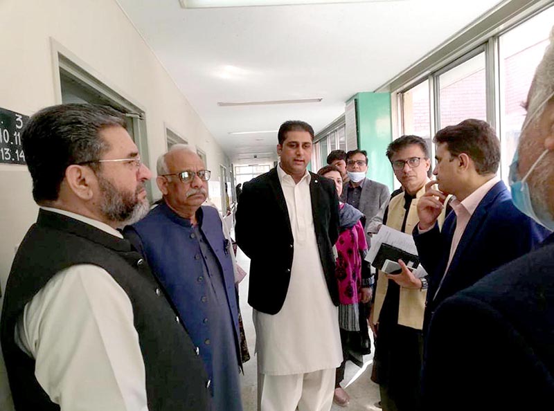 Zahir Shah, Member, PMIC is getting site visit briefing on PSDP project titled "Replacement and Upgradation of HVAC Plant Room Equipment and Allied Works at PIMS, Islamabad" at PIMS Hospital from the Pak PWD, PIMS officers and Contractor.