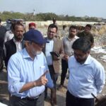 Caretaker Sindh Chief Minister Justice (R) Maqbool Baqar visits Azeempura Graveyard, Korangi where garbage is dumped illegally