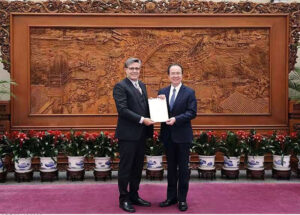 Ambassador Khalil Hashmi presented copy of his credentials to Mr. Hong Lei, Director General of the Protocol Department, Chinese MFA
