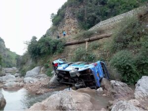 A school trip in Shahdara area turned tragic as a bus carrying 54 passengers, including students, fell into a ditch. The accident resulted in the death of a teacher and left 20 others injured