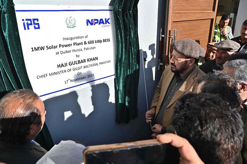 Chief Minister Gilgit-Baltistan Haji Gulbar Khan inaugurating the 1MW Solar Plant & 600kWp BESS at Duikar