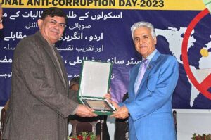 Director General National Accountability Bureau (NAB) Balochistan, Zafar Iqbal Khan addressing to a seminar for commemoration of International Anti-Corruption Day-2023.