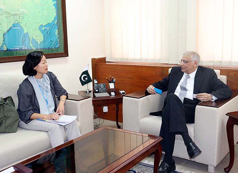 Caretaker Federal Minister for Planning Development & Special Initiatives, Muhammad Sami Saeed and the newly-appointed Country Director of the UN World Food Program in Pakistan, Ms. Coco Ushiyama had a meeting at the Planning Ministry