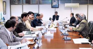 Caretaker Minister for Privatisation, Fawad Hasan Fawad chairing meeting of Privatisation Commission Board