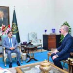 Ambassador of the Russian Federation to Pakistan, Danila Ganich calls on caretaker Prime Minister Anwaar-ul-Haq Kakar.