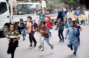 Shiromani Gurdwara Parbandhak Committee (SGPC) Amritsar Jatha Leader Khushminder Singh talking to media persons after arriving in Pakistan through Wagha Border to participate in religious rituals on the occasion of 554th Birth Anniversary of Guru Nanak at Nankana Sahib