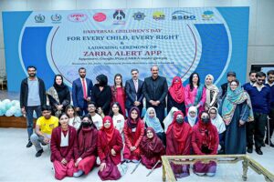 The Caretaker Prime Minister Anwaar-ul-Haq Kakar interacts with the children on the eve of Universal Children's Day