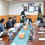 Chief Minister Gilgit-Baltistan Haji Gulbar Khan being briefed by Secretary Water and Management about the Department