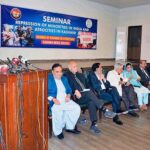 Special Assistant to Prime Minister (SAPM) on Human Rights and Women Empowerment, Mushaal Hussein Mullick, speaking at a seminar "Repression of Minorities in India and Atrocities in Kashmir" organized by Friends of Kashmir International and Kashmir Media Service