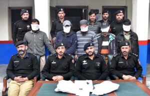 SDPO Gilgit Zeeshan addressing a press conference after arresting the gang of Drugs smuggler