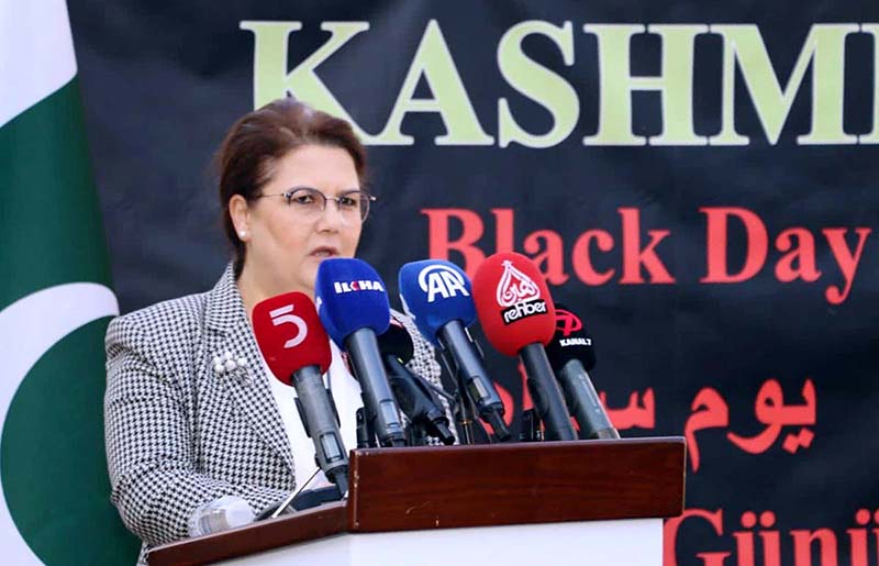 Chairperson Human Rights Investigation Commission of Turkish Parliament, Ms. Derya Yanik speaking at an event held to observe Kashmir Black Day