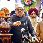 Caretaker Federal Minister for Religious Affairs and Interfaith Harmony, Aneeq Ahmed addressing on the occasion of 554th birth anniversary of Guru Nanak Dev in Nankana Sahib, Guru Nanak was the founder of the religion of Sikhism and the first of ten Sikh Gurus. His birth is celebrated worldwide as Guru Nanak Gurpurab on Kartik Pooranmashi, the full-moon day in the month of Katak