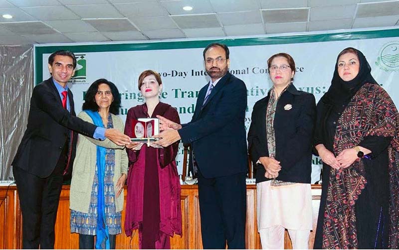 SAPM for Human rights and Women Empowerment, Mushaal Hussein Mullick, attending the opening ceremony of the two day international conference on Transformative Nexus: higher education and women empowerment at Fatima Jinnah University.