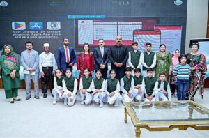 The Caretaker Prime Minister Anwaar-ul-Haq Kakar interacts with the children on the eve of Universal Children's Day