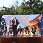 German Ambassador to Pakistan Alfred Grannas addresses the audience during the German Unity Day 2023 celebrated by German Embassy in a local hotel.