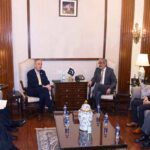 Caretaker Sindh Chief Minister Justice (R) Maqbool Baqar and World Bank South Asia Regional Vice President Mr Martin Raiser discuss the portfolio at CM House