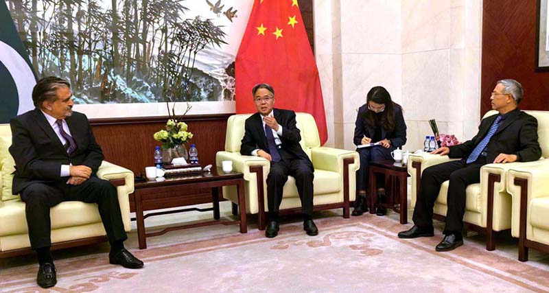 Caretaker Federal Minister for National Heritage and Culture, Jamal Shah in meeting with His Excellency Mr. Jiang Zaidong, Ambassador of China, at China Embassy