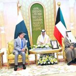 Caretaker Prime Minister Anwaar-ul-Haq Kakar meets Crown Prince of Kuwait H.H Sheikh Meshal Al-Ahmad Al-Jaber Al-Sabah