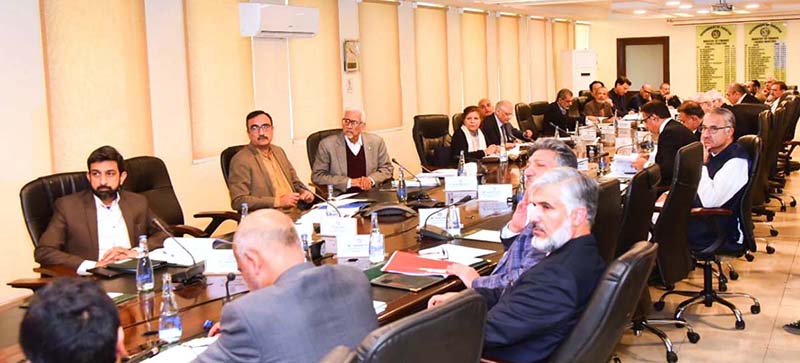 Caretaker Federal Minister for Finance, Revenue, and Economic Affairs, Dr. Shamshad Akhtar presides over a meeting of the Economic Coordination Committee (ECC) of the Cabinet
