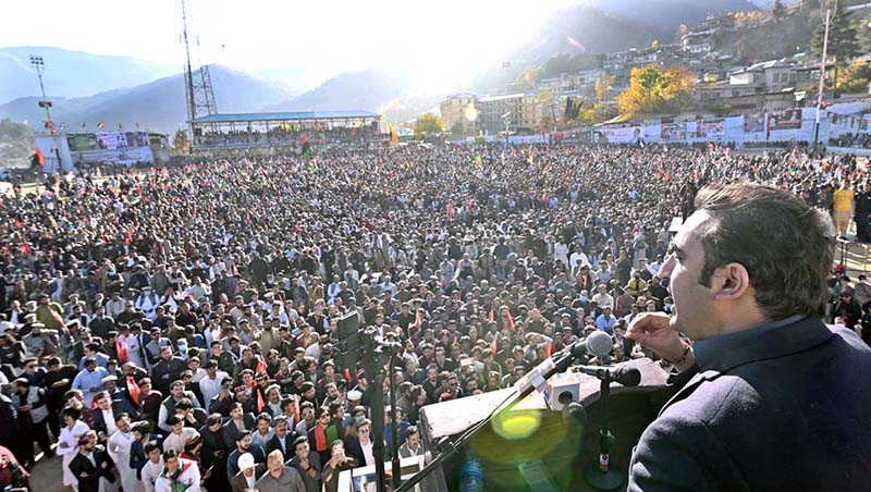 Chairman Pakistan People's Party Bilawal Bhutto Zardari addressing to workers convention