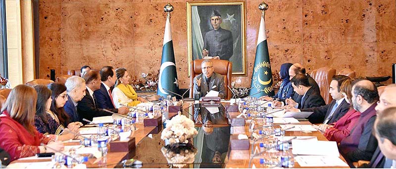 President Dr. Arif Alvi chairing a meeting on mental health issues in Pakistan, at Aiwan-e-Sadr