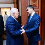 Caretaker Prime Minister Anwaar-ul-Haq Kakar meets President of Palestine Mahmoud Abbas on the sidelines of the 8th extraordinary Summit of the OIC