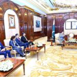 Caretaker Prime Minister Anwaar-ul-Haq Kakar meets First Deputy Prime Minister and Minister for Interior of Kuwait, Sheikh Talal Al-Khaled Al-Ahmad Al-Sabah